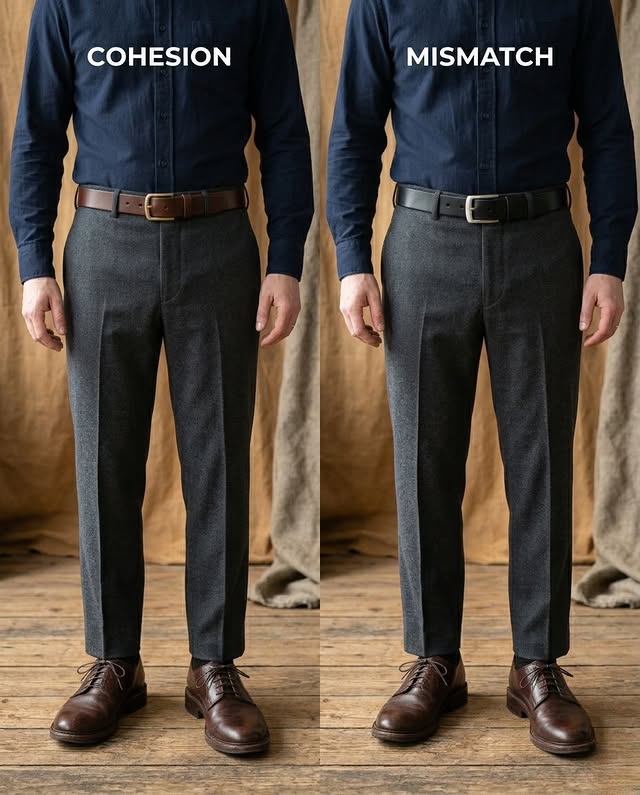 Belt and shoes speak the same language.