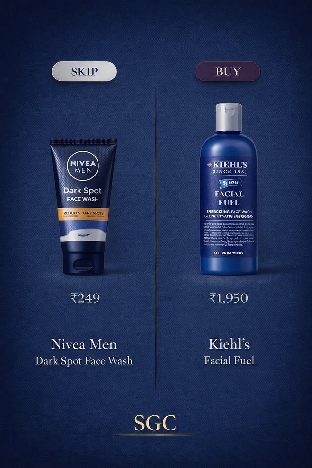 Skip Nivea Men Dark Spot Face Wash. Buy Kiehl's Facial Fuel Energizing Wash.
