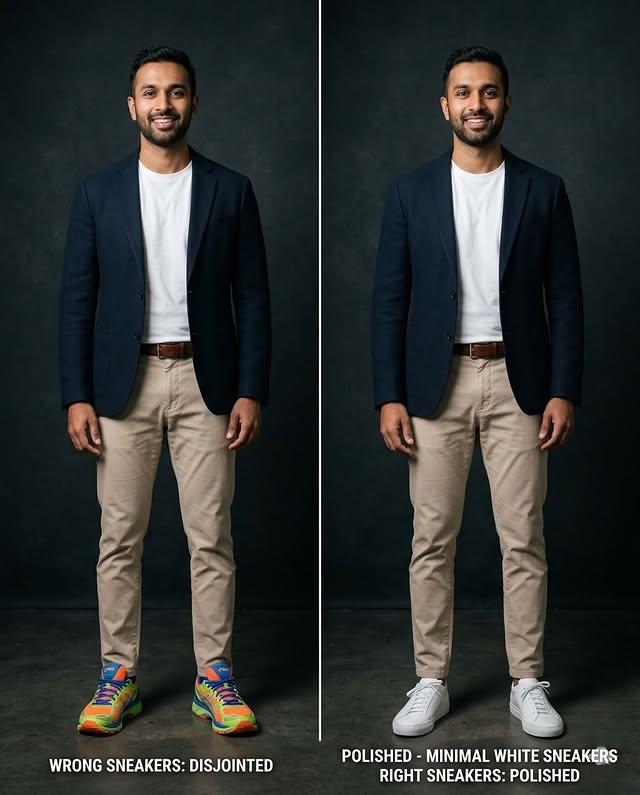 The wrong sneaker ruins the whole outfit.